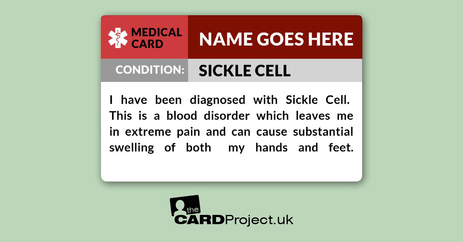 Sickle Cell Awareness Medical ID Alert Card  (FRONT)